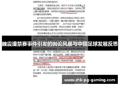 魏震遭禁赛事件引发的舆论风暴与中国足球发展反思